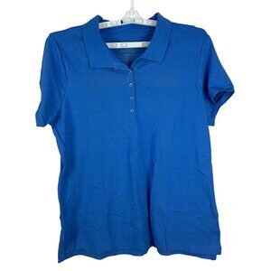 Faded Glory Womens Blue Polo Shirt Size XL